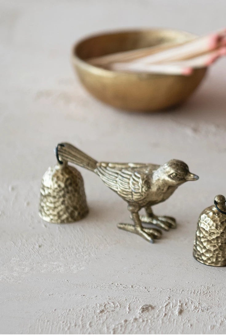 Pewter Bird Shaped Candle Snuffer, Antique Gold Finish