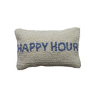 Cotton Tufted Lumbar Pillow "Happy Hour", Natural & Blue