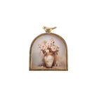 MDF & Metal Arched Photo Frame with Bird Finial, Antique Gold Finish (Holds 5" x 5" Photo)