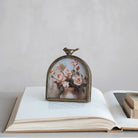 MDF & Metal Arched Photo Frame with Bird Finial, Antique Gold Finish (Holds 5" x 5" Photo)