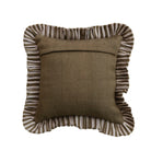 18" Square Woven Fabric Indoor/Outdoor Pillow with Stripes & Ruffle, Natural & Tan Color