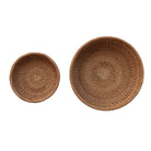 Decorative Hand-Woven Rattan Footed Bowls, Natural, Set of 2