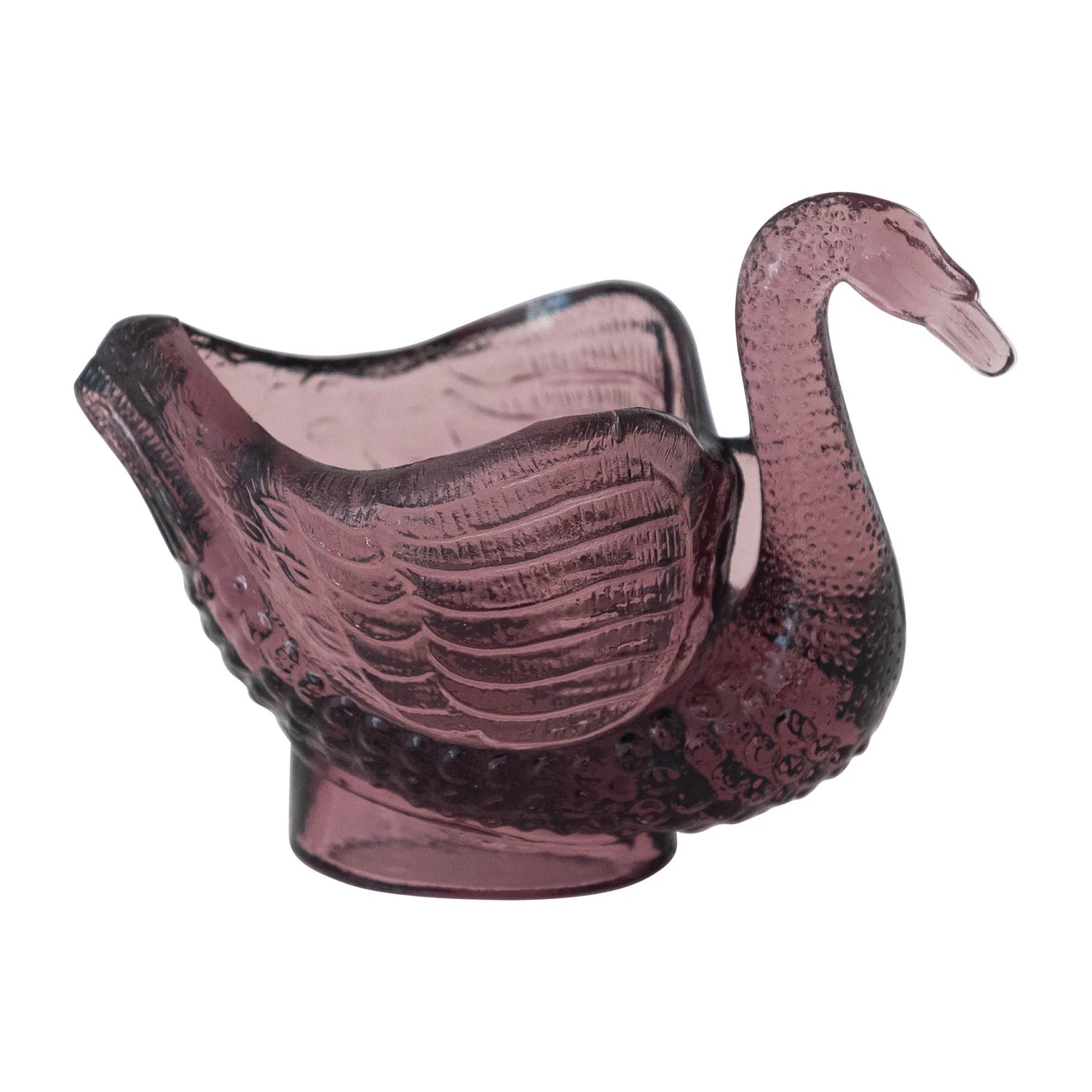 Recycled Glass Swan Shaped Dish/Spoon Holder, Purple