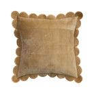 Cotton Velvet Pillow w/ Scalloped Flange & Embroidered Edge, Mustard Color