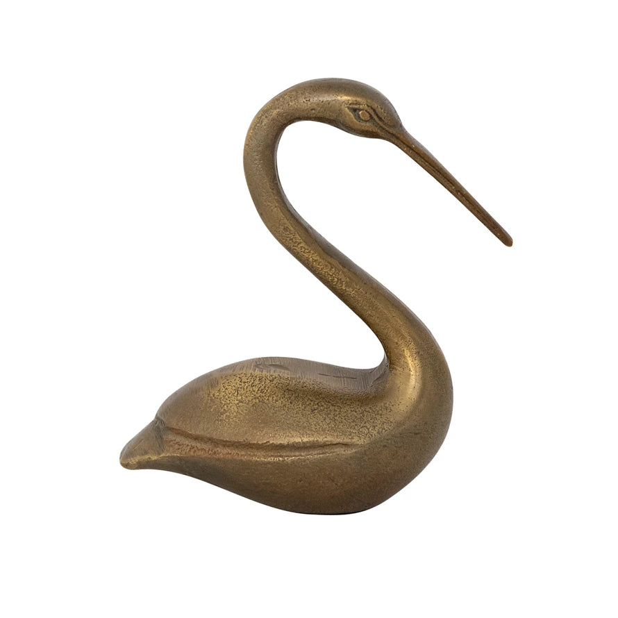 Cast Aluminum Bird, Antique Brass Finish