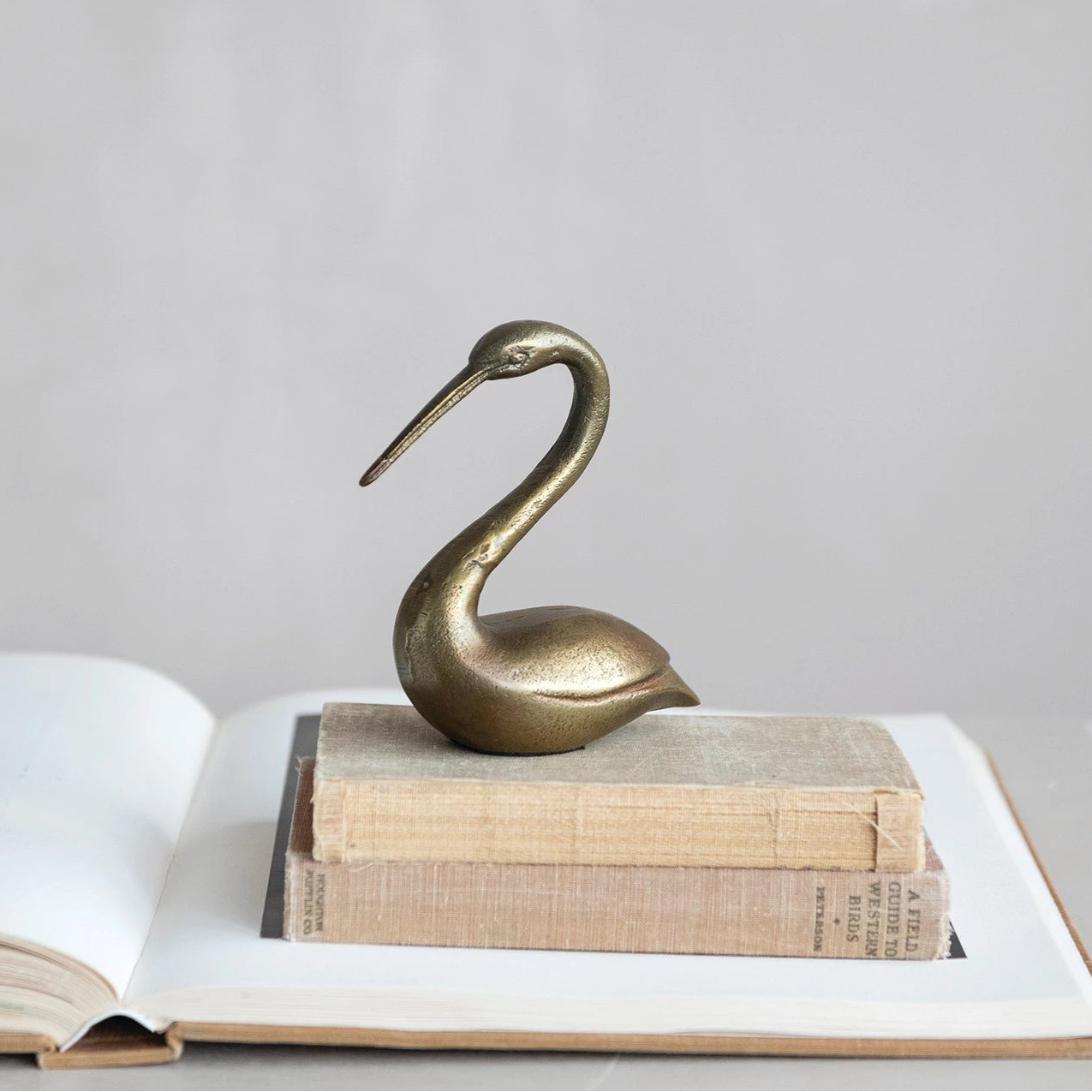 Cast Aluminum Bird, Antique Brass Finish