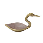 6-1/4"L x 2-1/4"W Enameled Cast Aluminum Bird Bowl, Antique Gold Finish & Blush Color