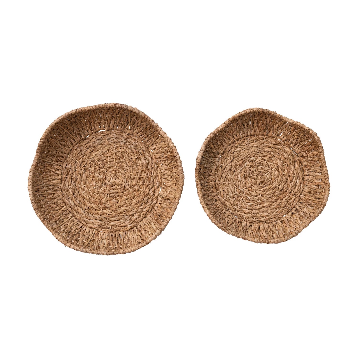 Decorative Braided Bankuan Bowls w/ Scalloped Edge, Set of 2