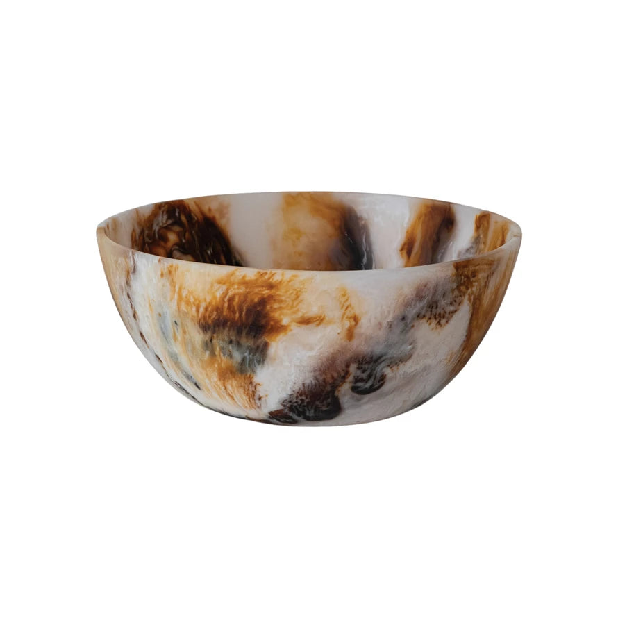 Marbled Resin Bowl, Brown & Cream Color (Each One Will Vary)