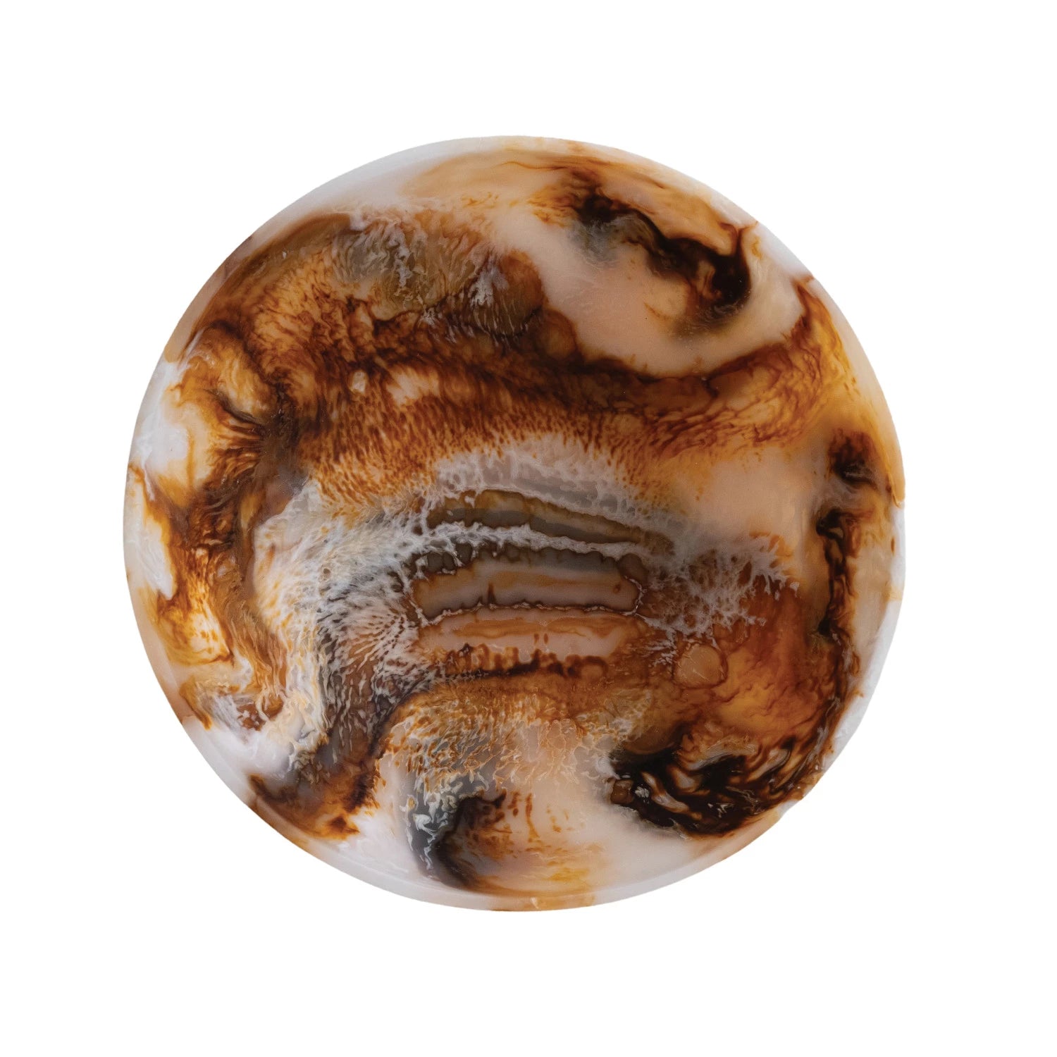 Marbled Resin Bowl, Brown & Cream Color (Each One Will Vary)