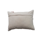 Cotton Slub Lumbar Pillow with Hand-Embroidered Flowers