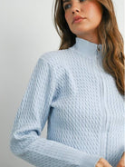 Zip Up Long Sleeve Mock Neck Cardigan - BMC7936