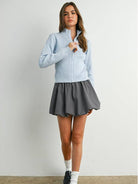 Zip Up Long Sleeve Mock Neck Cardigan - BMC7936