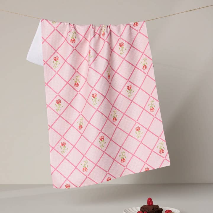 Rose Lattice Tea Towel