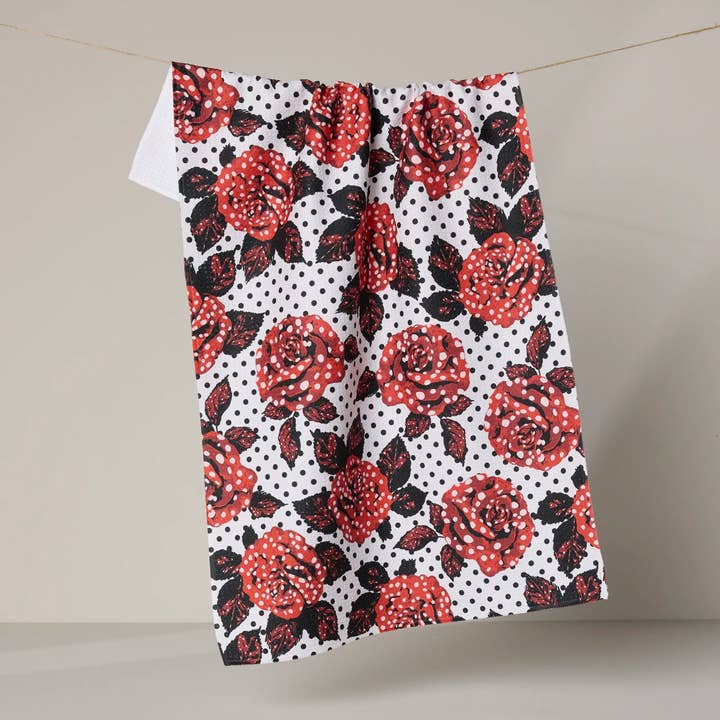 Polka Rose Tea Towel