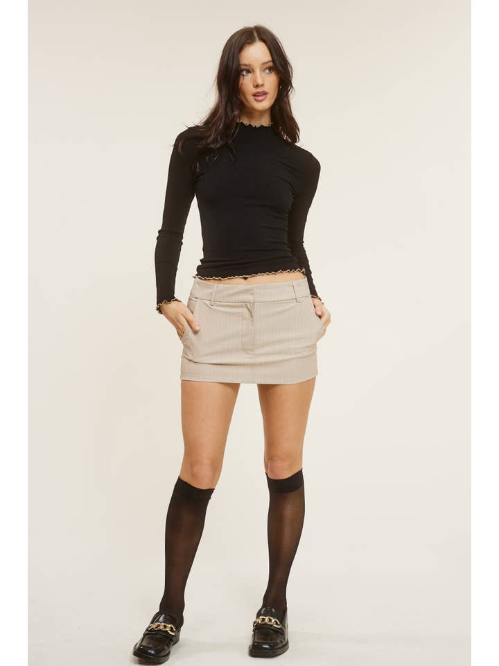 Lettuce Trim Detail Basic Soft Ribbed Top