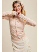 Semi Sheer Textured Lace Long-Sleeve Layering Top LT1424