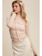 Semi Sheer Textured Lace Long-Sleeve Layering Top LT1424