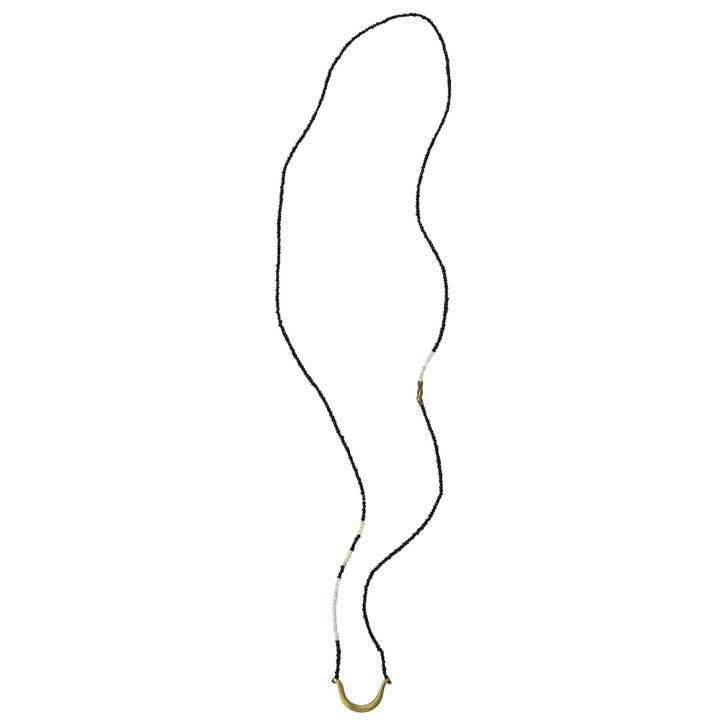 Quay Beaded Necklace, Black - Set of 2.  29” Length