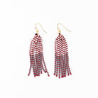 Game Day Tassel Seed Bead Earrings Maroon + White