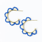 Luna Beaded Scallop Gold Hoop Lapis Blue