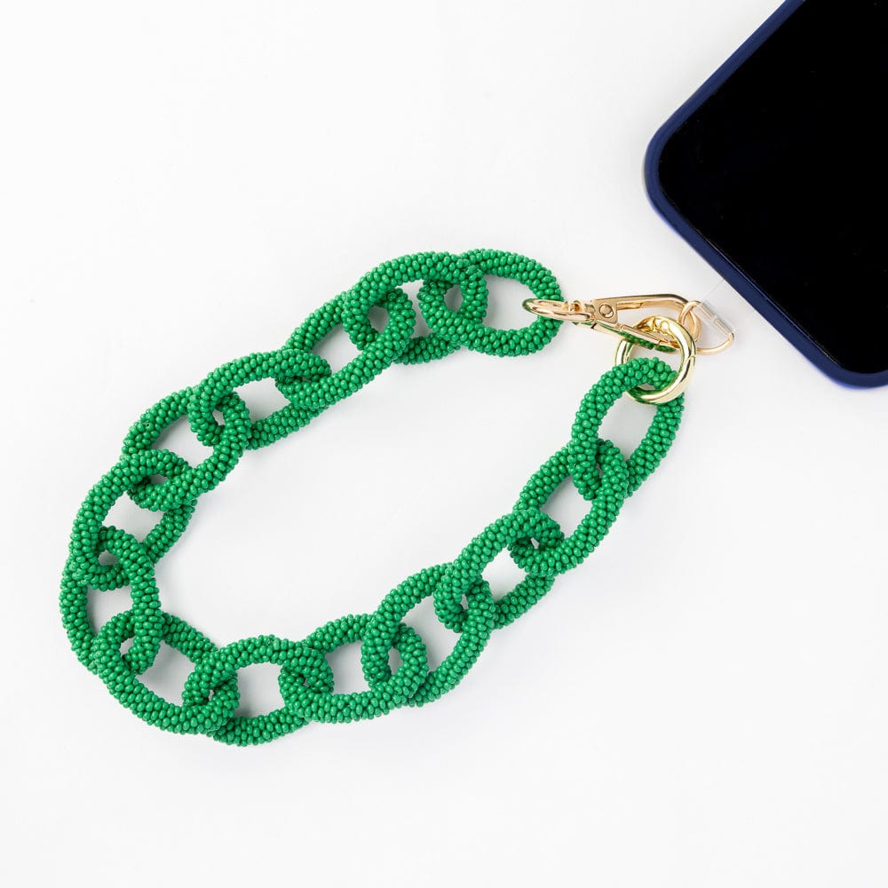 Celine Beaded Phone Chain + Bag Charm Green