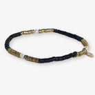 Rory Solid Color With Gold And Pearls Small Sequin Stretch Bracelet Black