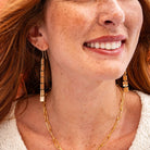 Jade Square Dangle Earrings Brass