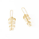 Anika Botanical Abstract Leaves Threader Earrings Brass