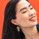 Anika Botanical Abstract Leaves Threader Earrings Brass