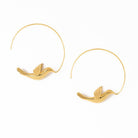 Wren Bird Hoop Earrings Brass
