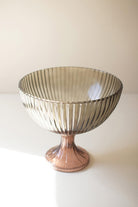 Multi-Colored Ribbed Glass Compote