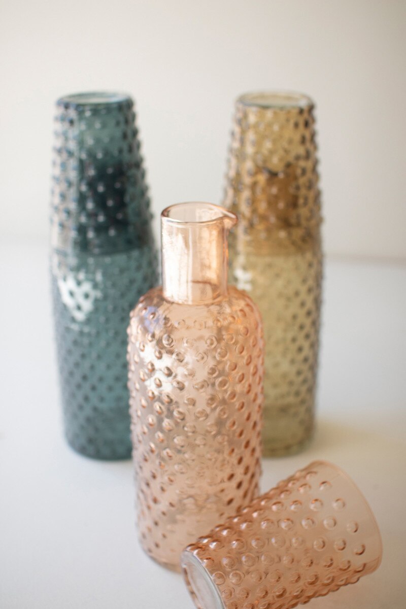 Set of 3 Bubble Glass Carafes with Tumbler