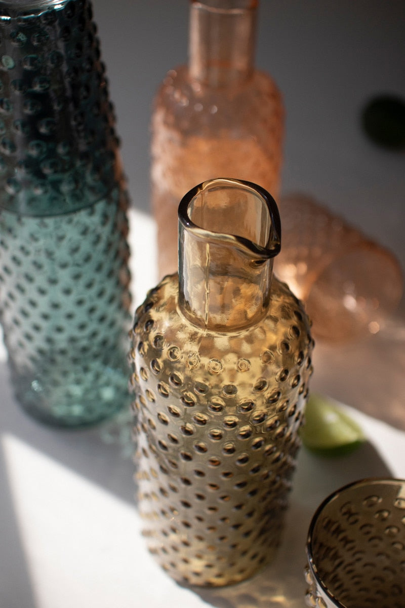Set of 3 Bubble Glass Carafes with Tumbler