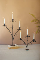 Set of 2 Forged-Iron Triple Taper Candelabras