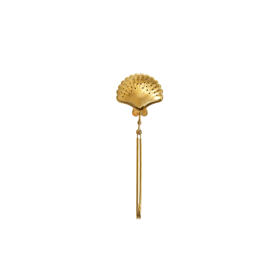 6-1/4"L Stainless Steel Shell Shaped Loose Tea Infuser, Gold Finish