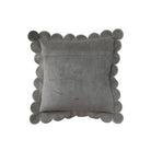 18" Square Cotton Velvet Pillow with Scalloped Flange & Stitched Edge, Green