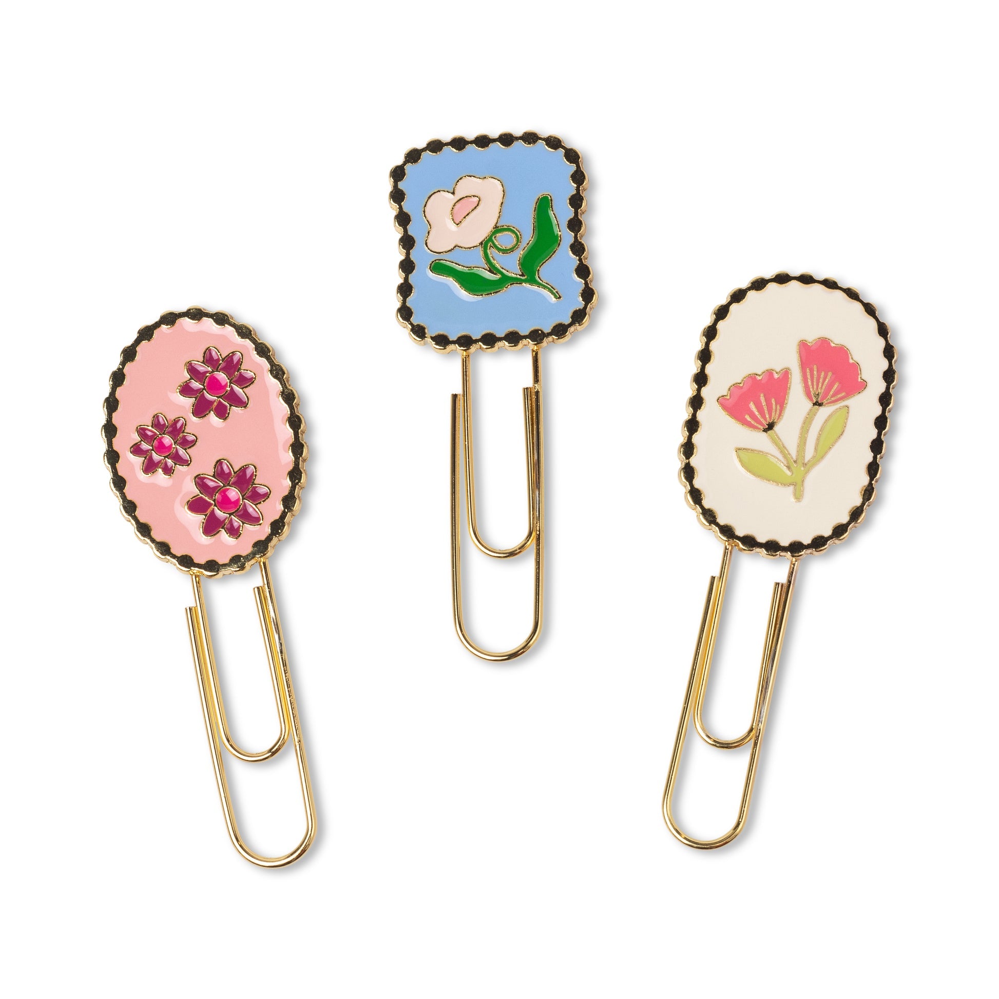 Set of 3 Paperclips - Framed Floral