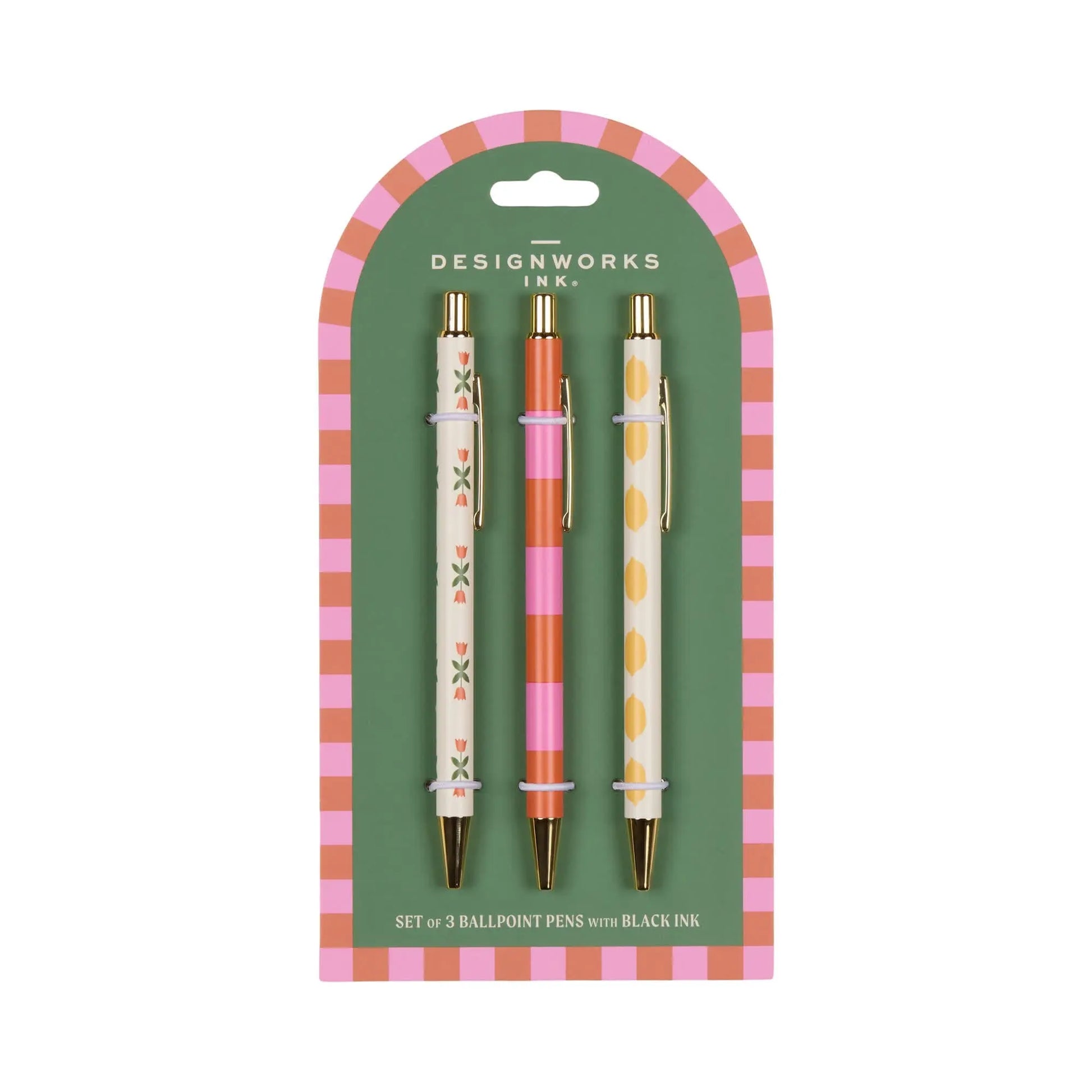 A Dopo Set Of 3 Pens - Flower, Stripe, Lemon
