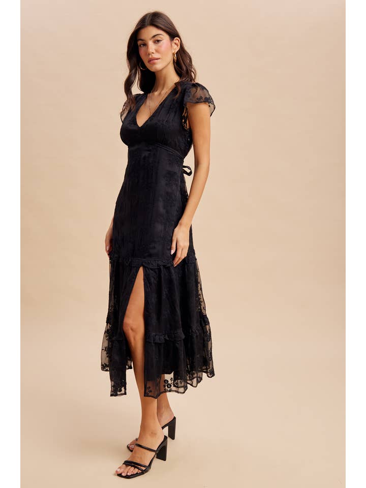 Lace Embroidered Tiered Maxi Dress