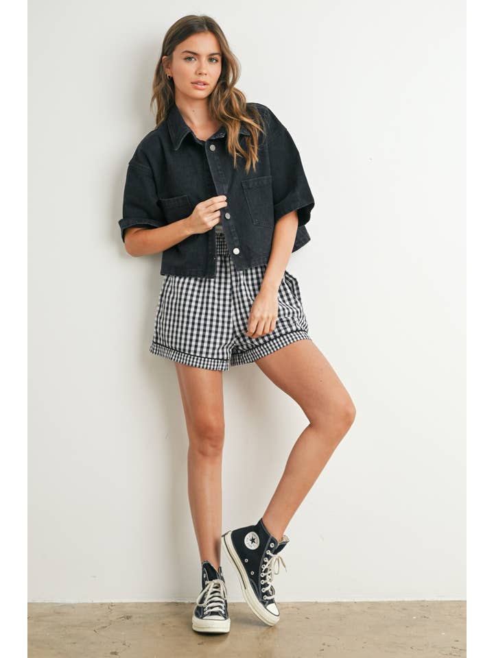 Button Front Cropped Shirt - BMJ7681