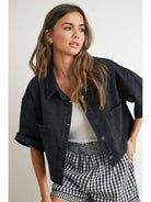 Button Front Cropped Shirt - BMJ7681