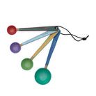 Enameled Stainless Steel Measuring Spoons w/ Colored Edge & Leather Tie, Set of 4