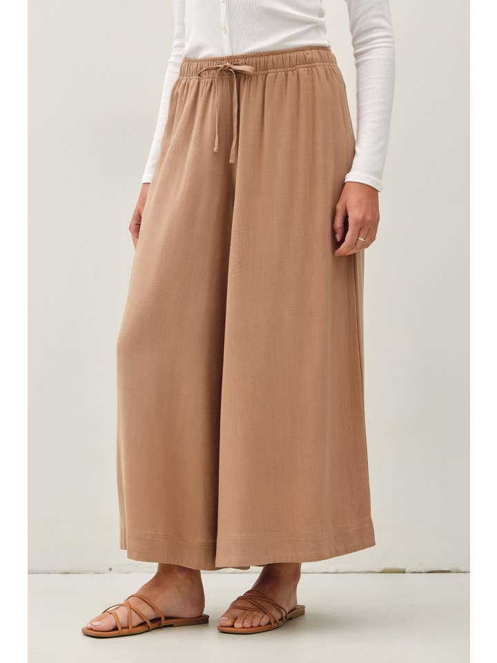 Linen Blend Cropped Palazzo Pants