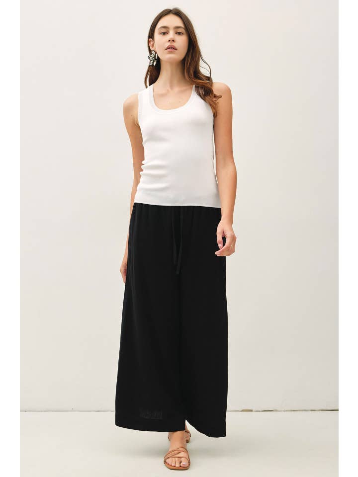 Linen Blend Cropped Palazzo Pants