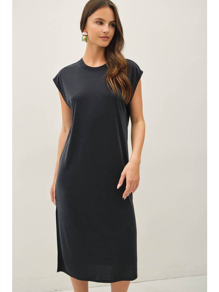 Modal Cap Sleeve  Midi Dress