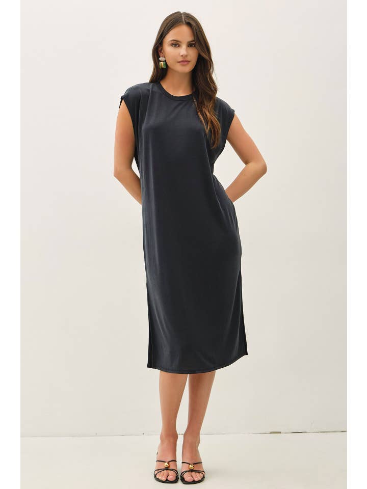 Modal Cap Sleeve  Midi Dress