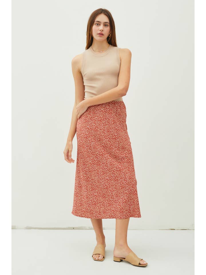 Print Midi Skirt with Elastic Waistband