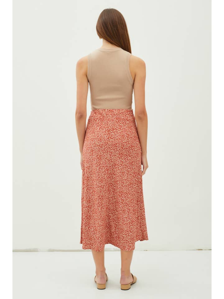 Print Midi Skirt with Elastic Waistband