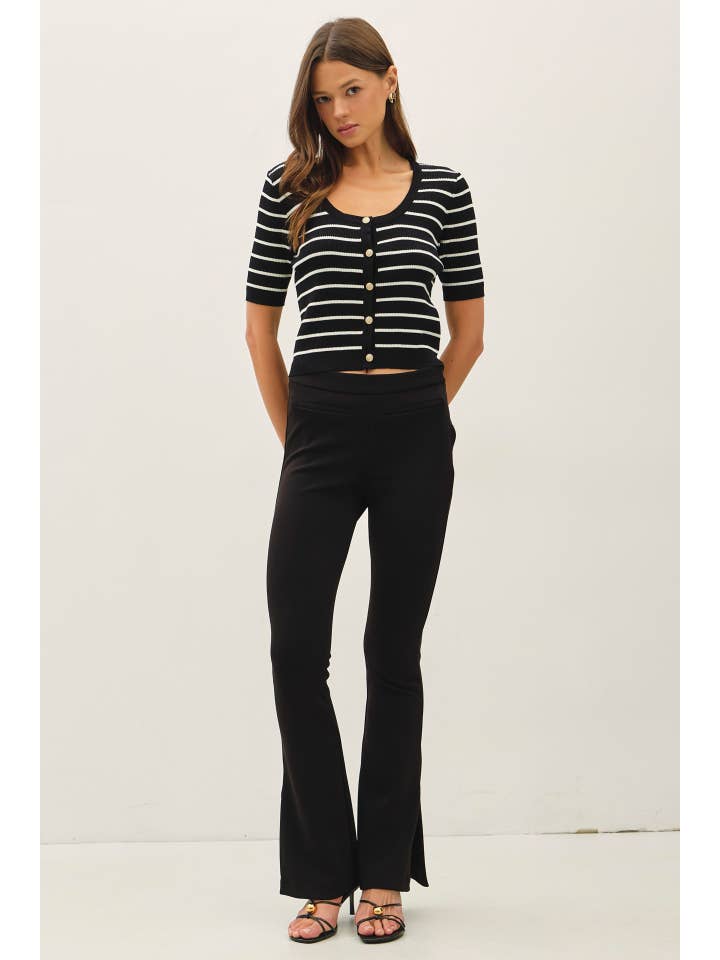 Striped Short Sleeve Cardigan